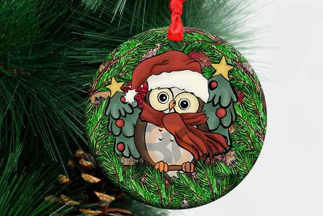Owl Ornament Christmas Png Sublimation Design, Merry Christmas Png, Christmas Ornament Png, Ornament Png,Digital Download Sublimation BOO-design 