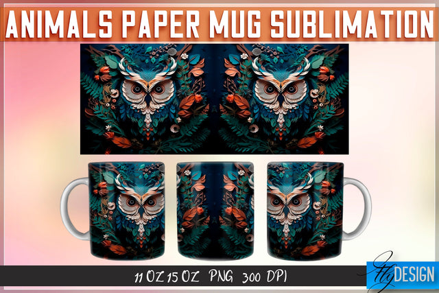 Owl Paper Mug Sublimation Sublimation Fly Design 
