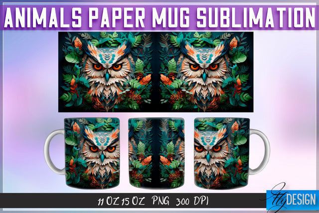 Owl Paper Mug Sublimation Sublimation Fly Design 