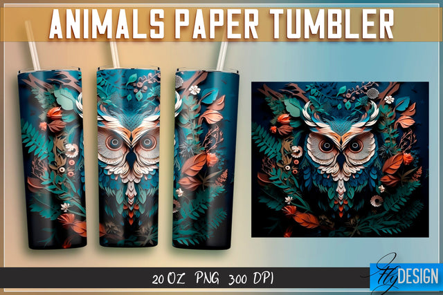Owl Paper Tumblers Wrap 20 oz. Sublimation Fly Design 
