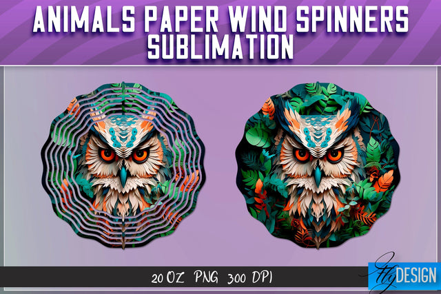 Owl Paper Wind Spinners Sublimation Sublimation Fly Design 