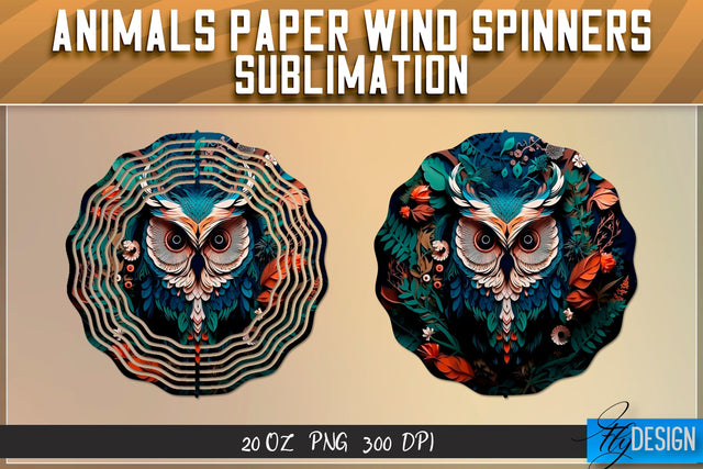Owl Paper Wind Spinners Sublimation Sublimation Fly Design 