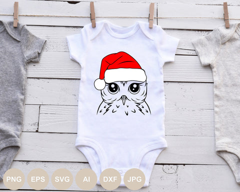 Owl Santa Hat Svg file, Owl Svg, Owl Cut file, Christmas Svg, Cute Owl, Christmas Animal Svg, Svg Shirts, Png Sublimation, Bird Svg Designs SVG BogeliaVector 