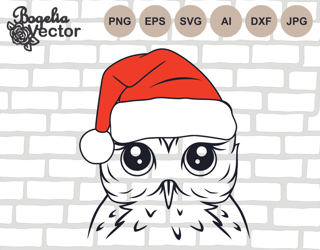 Owl Santa Hat Svg file, Owl Svg, Owl Cut file, Christmas Svg, Cute Owl ...