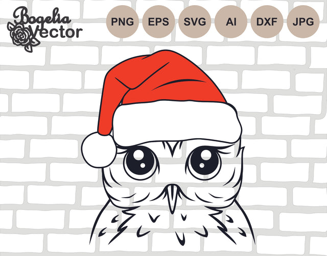 Owl Santa Hat Svg file, Owl Svg, Owl Cut file, Christmas Svg, Cute Owl, Christmas Animal Svg, Svg Shirts, Png Sublimation, Bird Svg Designs SVG BogeliaVector 