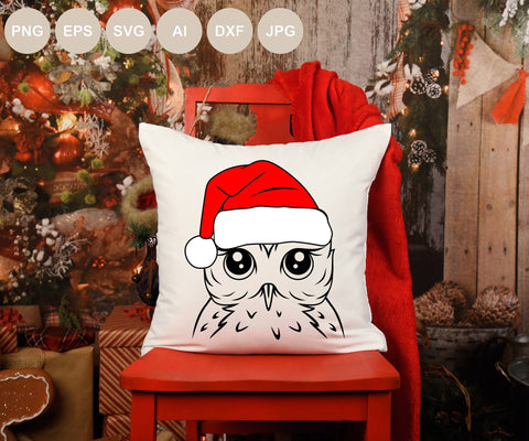 Owl Santa Hat Svg file, Owl Svg, Owl Cut file, Christmas Svg, Cute Owl, Christmas Animal Svg, Svg Shirts, Png Sublimation, Bird Svg Designs SVG BogeliaVector 