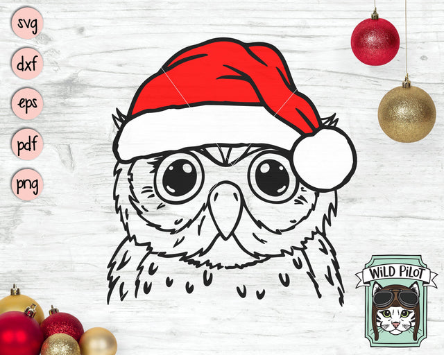 Owl Santa hat svg file, Owl with Hat svg, Christmas svg file, Owl svg, Christmas cut file, Christmas Animals svg, Animal Santa hat svg SVG Wild Pilot 
