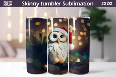 Owl Santa Tumbler Wrap | Owl Tumbler Sublimation Sublimation WatercolorColorDream 