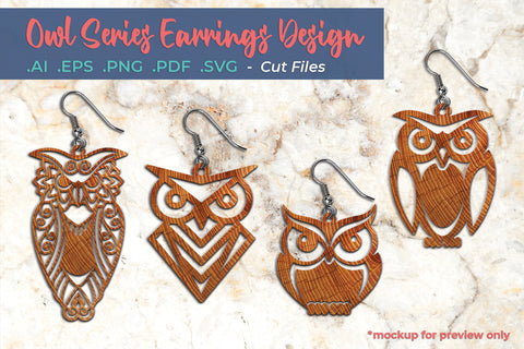 Owl Series Earrings Design - Cut Files SVG SVG Slim Studio 