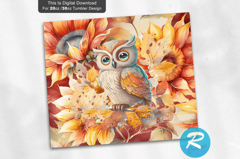Owl Sunflower Floral 20 oz / 30 oz Tumbler PNG Sublimation Regulrcrative 
