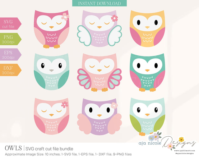 Owl SVG Bundle SVG Aja Nicole Designs 