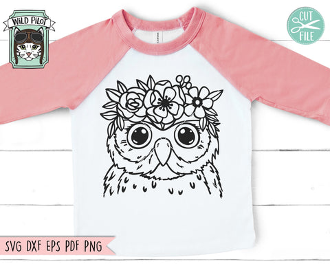 Owl SVG file, Owl Flower Crown SVG, Owl cut file, Animal Face, Floral Owl svg, Owl with Flowers on Head SVG, Animal with flower SVG, Reading SVG, Books SVG SVG Wild Pilot 