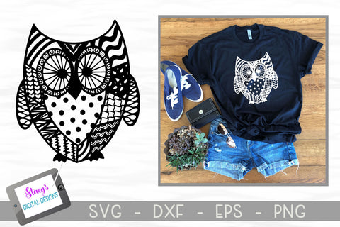 Owl SVG with Doodle Patterns SVG Stacy's Digital Designs 