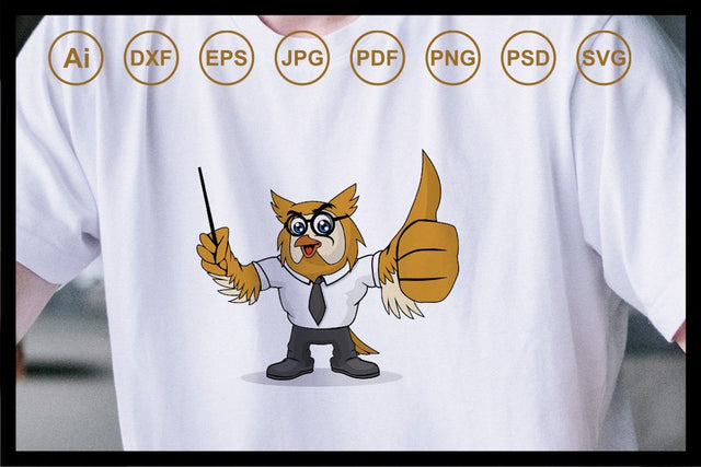 Owl teacher cartoon character design illustration SVG Leamsign Studio 