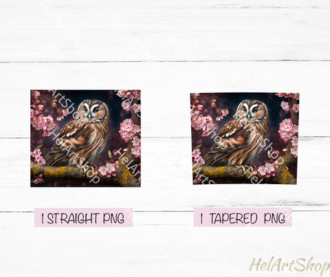 Owl Tumbler PNG Sublimation, Cherry Tree Skinny Tumbler Sublimation _HelArtShop_ 