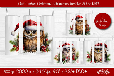 Owl Tumbler Xmas Tumbler wrap png 20 Oz sublimation design Christmas Tumbler Bundle Sublimation Createya Design 