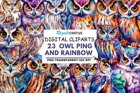 Owl Watercolor Clipart Sublimation Regulrcrative 