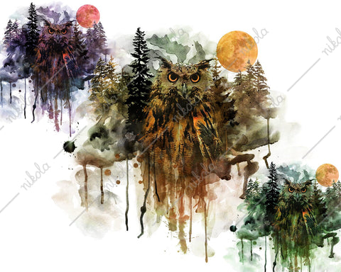Owl Watercolor Sublimation Clipart PNG JPG Sublimation nikola 
