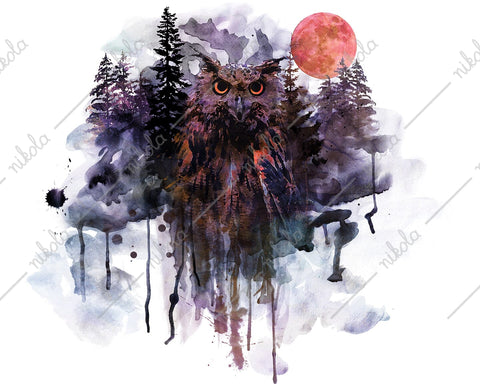 Owl Watercolor Sublimation Clipart PNG JPG Sublimation nikola 