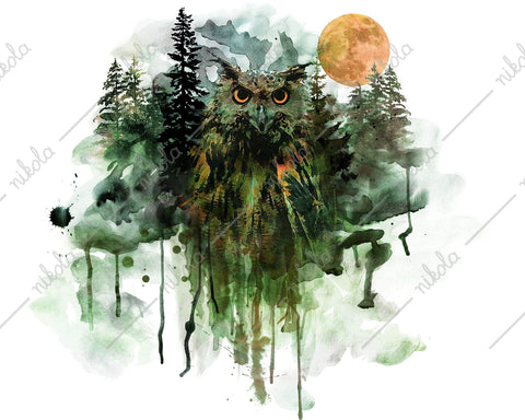 Owl Watercolor Sublimation Clipart PNG JPG Sublimation nikola 
