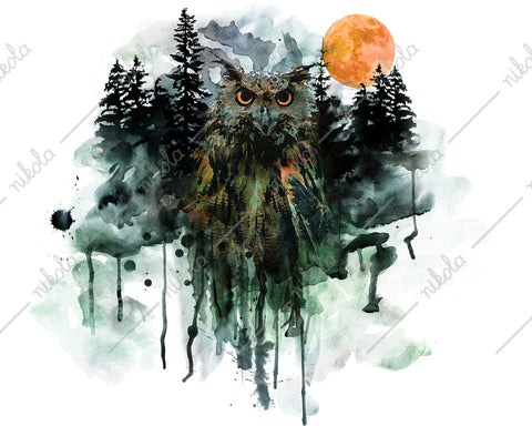 Owl Watercolor Sublimation Clipart PNG JPG Sublimation nikola 