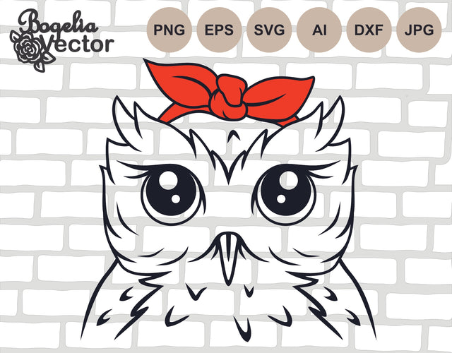 Owl with Bandana Svg file, Owl Cut file, Cute Owl, Animal Face, Sublimation, Funny, Woodland Animals, Forest Animal, Headband, Svg Shirts SVG BogeliaVector 