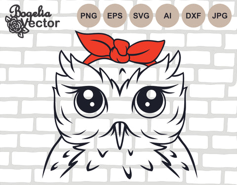 Owl with Bandana Svg file, Owl Cut file, Cute Owl, Animal Face, Sublimation, Funny, Woodland Animals, Forest Animal, Headband, Svg Shirts SVG BogeliaVector 