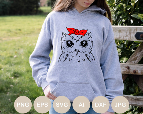 Owl with Bandana Svg file, Owl Cut file, Cute Owl, Animal Face, Sublimation, Funny, Woodland Animals, Forest Animal, Headband, Svg Shirts SVG BogeliaVector 