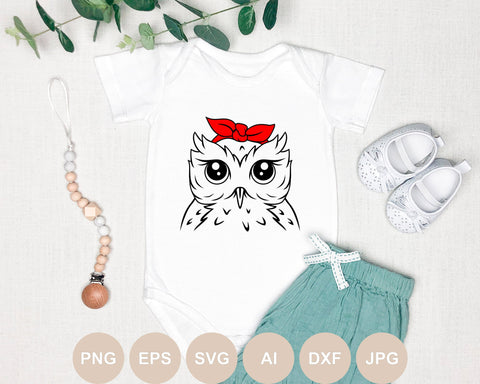 Owl with Bandana Svg file, Owl Cut file, Cute Owl, Animal Face, Sublimation, Funny, Woodland Animals, Forest Animal, Headband, Svg Shirts SVG BogeliaVector 