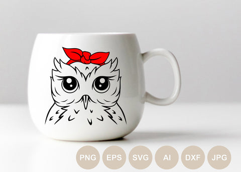 Owl with Bandana Svg file, Owl Cut file, Cute Owl, Animal Face, Sublimation, Funny, Woodland Animals, Forest Animal, Headband, Svg Shirts SVG BogeliaVector 