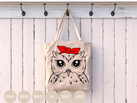 Owl with Bandana Svg file, Owl Cut file, Cute Owl, Animal Face, Sublimation, Funny, Woodland Animals, Forest Animal, Headband, Svg Shirts SVG BogeliaVector 
