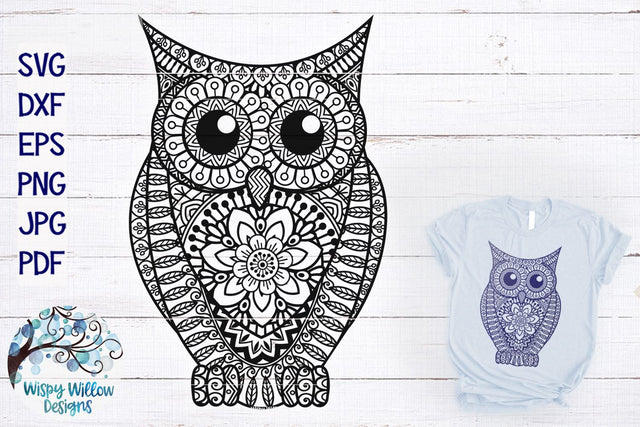 Owl Zentangle SVG SVG Wispy Willow Designs 