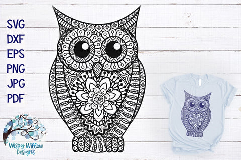 Owl Zentangle SVG SVG Wispy Willow Designs 