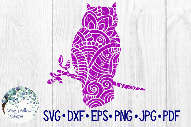 Owl Zentangle SVG Wispy Willow Designs 