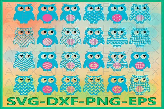 Owls Monogram svg SVG AlexSVGStudio 