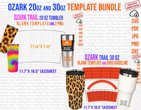 Ozark Template, Ozark Bundle Template, Ozarls Svg, Ozark 20oz and 30oz Templates Full Wrap Cricut and Silhouette sublimation Svg Docx Dxf SVG 1966digi 