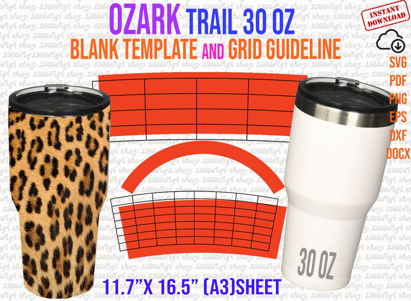 Ozark Template, Ozark Trail 30oz Tumbler Template Full Wrap 30oz Tumbler Sublimation Template for Ozark Trail Tumbler Svg, Png, Dxf, Docx SVG 1966digi 
