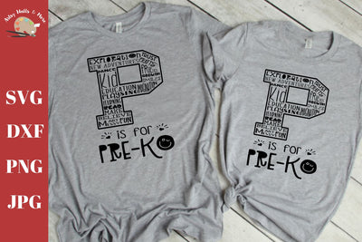 P is for Pre-K svg - first day of Pre-school t-shirts diy SVG The Artsy Spot 