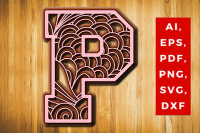 P Layered Floral Alphabet SVG cut file, laser cut alphabet, mandala alphabet, 5 layer SVG MD JOYNAL ABDIN 