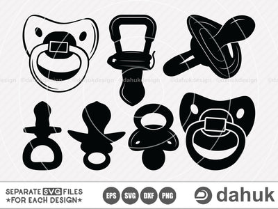 Pacifier SVG File, Pacifier Vectors, Baby Pacifier svg, Cut file, for silhouette, svg, eps, dxf, Cricut design space, vinyl cut files SVG dahukdesign 