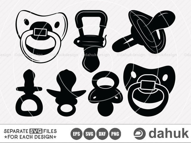 Pacifier SVG File, Pacifier Vectors, Baby Pacifier svg, Cut file, for silhouette, svg, eps, dxf, Cricut design space, vinyl cut files SVG dahukdesign 