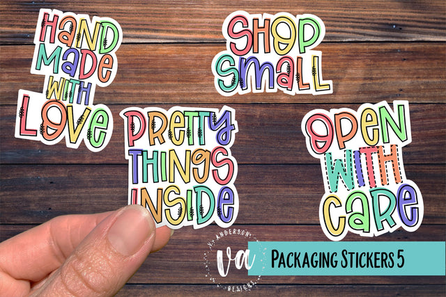 Packaging Stickers Bundle 5 PNGs SVG V. Anderson Designs 