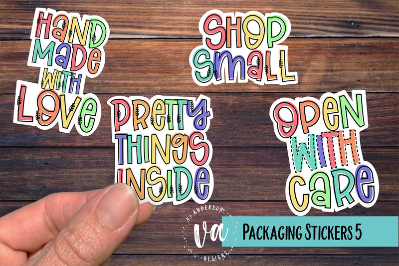 Packaging Stickers Bundle 5 PNGs SVG V. Anderson Designs 