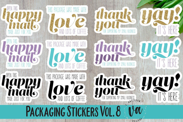Packaging Stickers Vol. 8 PNGs SVG V. Anderson Designs 