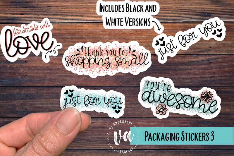 Packaging Stickers Volume 3 PNGs SVG V. Anderson Designs 