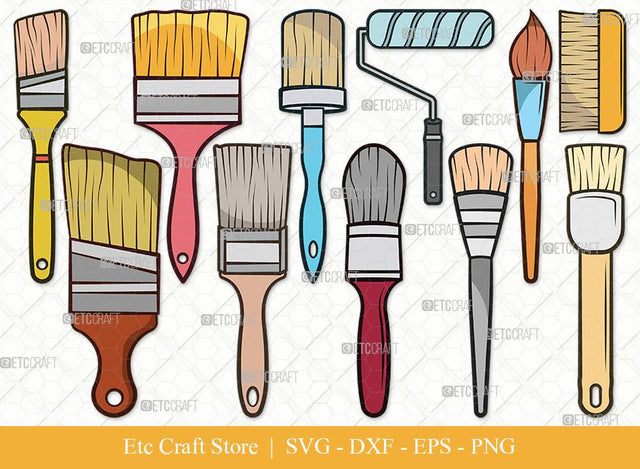 Paint Brush Clipart SVG Cut File | Paint Roller Svg | Brushes Svg | Painting Brushes Svg | Paint Brush Icon Svg | Paint Brush Svg Bundle SVG ETC Craft 