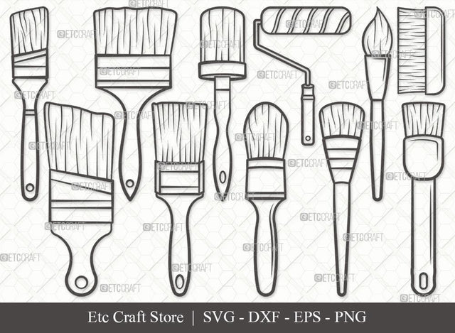 Paint Brush Outline SVG Cut File | Paint Roller Svg | Brushes Svg | Painting Brushes Svg | Paint Brush Icon Svg | Paint Brush Svg Bundle SVG ETC Craft 