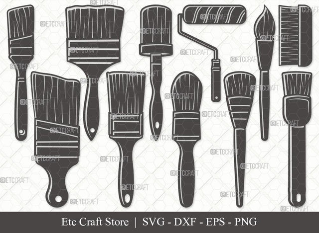 Paint Brush Silhouette SVG Cut File | Paint Roller Svg | Brushes Svg | Painting Brushes Svg | Paint Brush Icon Svg | Paint Brush Svg Bundle SVG ETC Craft 