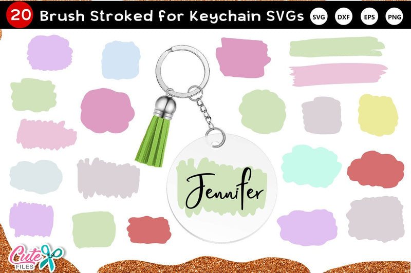 Paint Brush Stroke keychain SVG Bundle for crafters SVG Cute files 