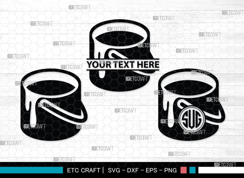 Paint Bucket Monogram, Paint Bucket Silhouette, Painter Svg, Painting ...